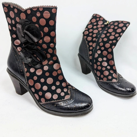 L'Artiste Spring Step Wing-Tip POLKA DOT Boots sz. 36/ 5.5-6 PERIGNON Leather - Picture 3 of 16